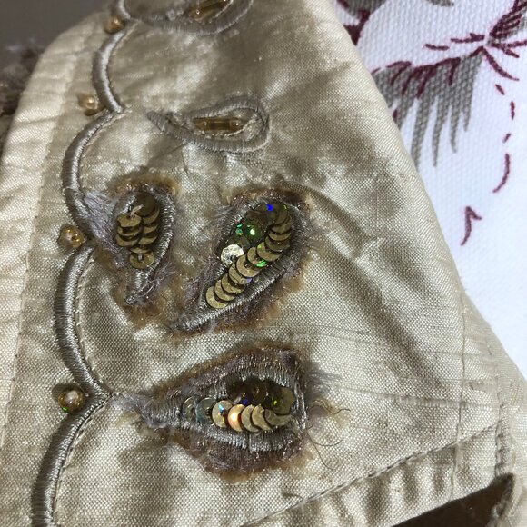 Yak Magik 100% Silk Embroidered Patchwork Jacket | Luxe Boho Chic | Size S - Picture 6 of 16